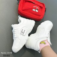 Giày thể thao nữ Jintu 2 phối màu trắng hồng/kem cam vải mềm thoáng chân